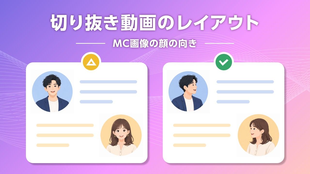 2人のMC画像を向かい合わせに配置したPodcast動画